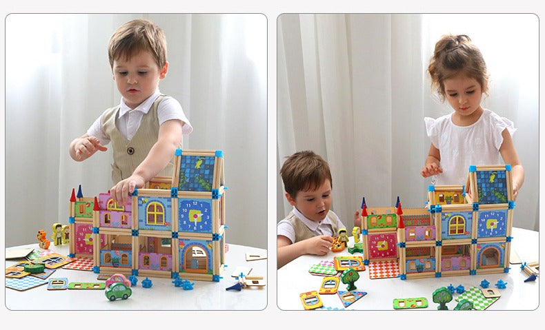 Wudly Wooden Master of Architectre Building Blocks Toy Set, Educational Construction Toy
