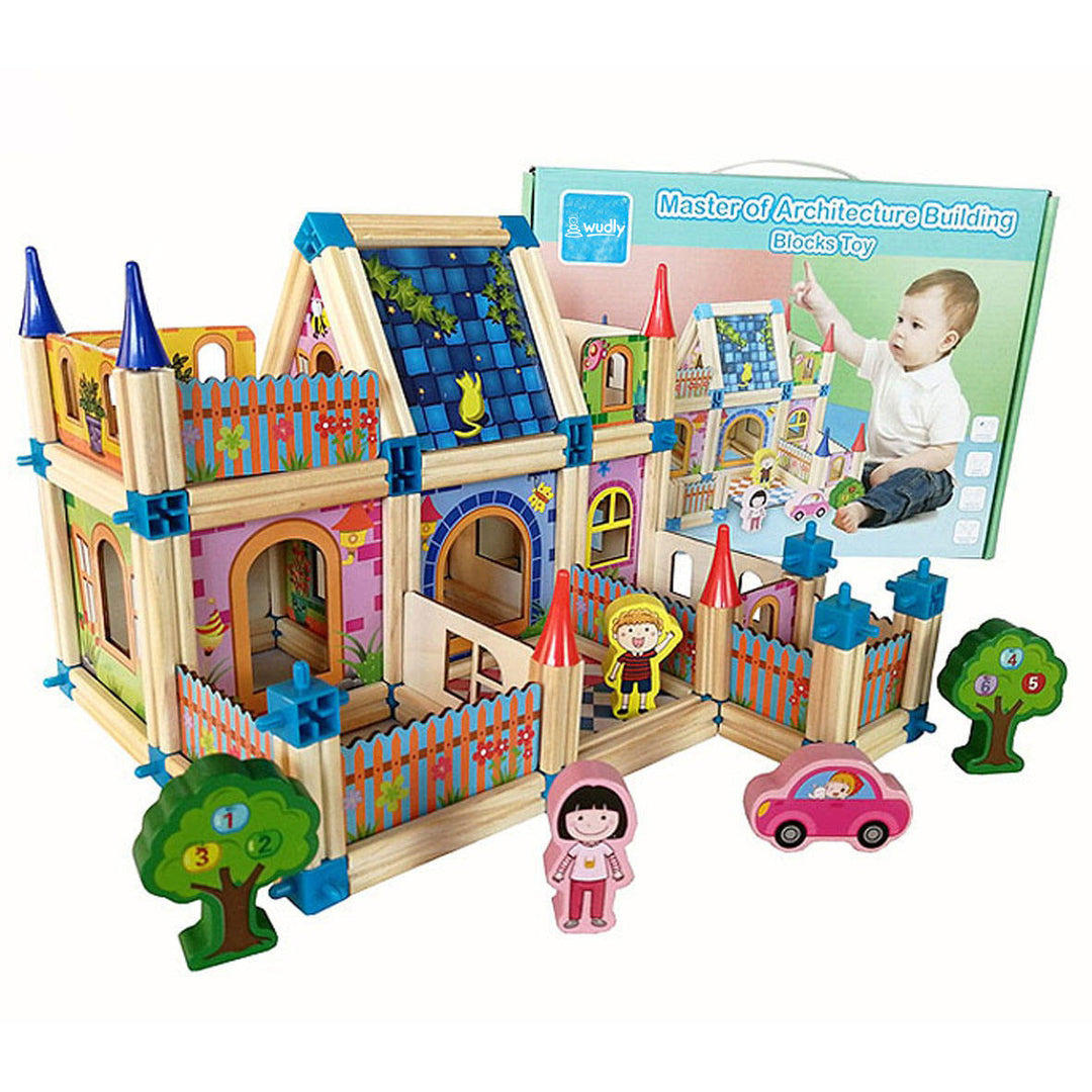 Wudly Wooden Master of Architectre Building Blocks Toy Set, Educational Construction Toy