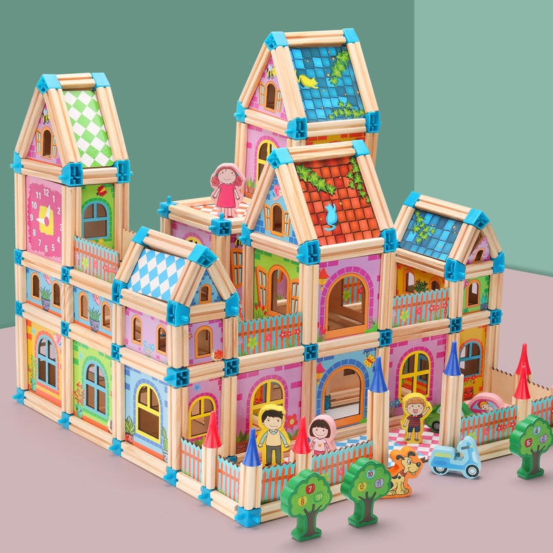 Wudly Wooden Master of Architectre Building Blocks Toy Set, Educational Construction Toy