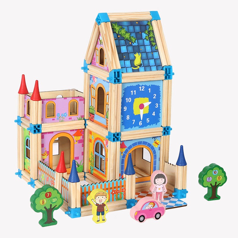 Wudly Wooden Master of Architectre Building Blocks Toy Set, Educational Construction Toy