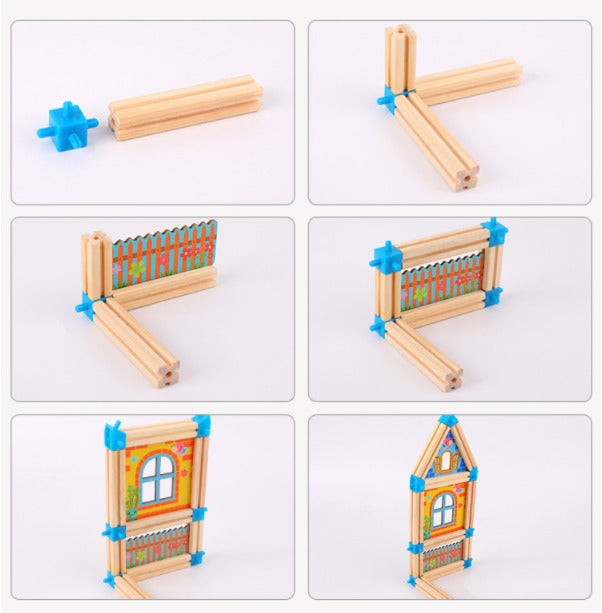 Wudly Wooden Master of Architectre Building Blocks Toy Set, Educational Construction Toy