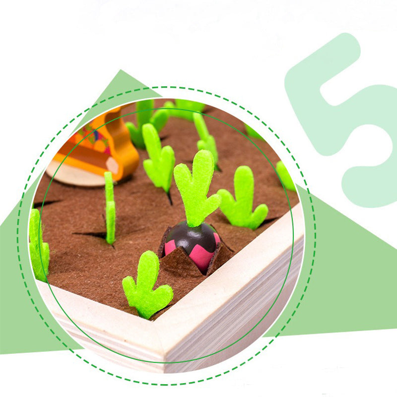 Wudly Wooden Vegetable Garden Memory Game, Educational Board Game with Farmer Figure