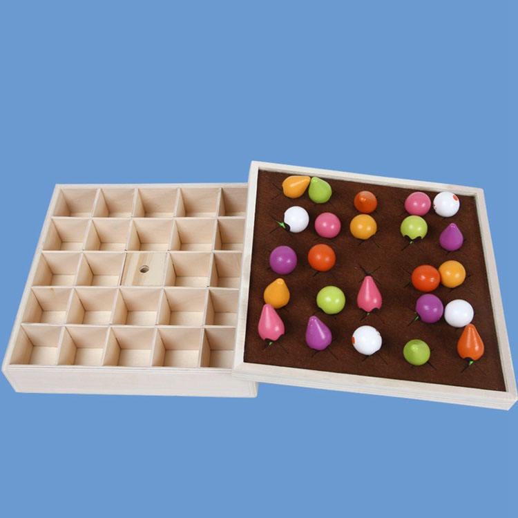 Wudly Wooden Vegetable Garden Memory Game, Educational Board Game with Farmer Figure