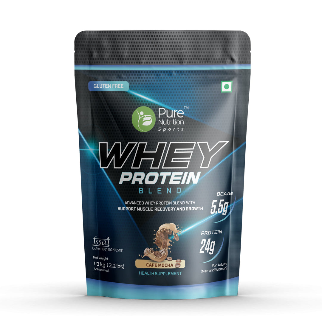 Whey Protein Blend for Muscle Recovery & Growth, 5.5g BCAA,  Cafe Mocha - 1Kg