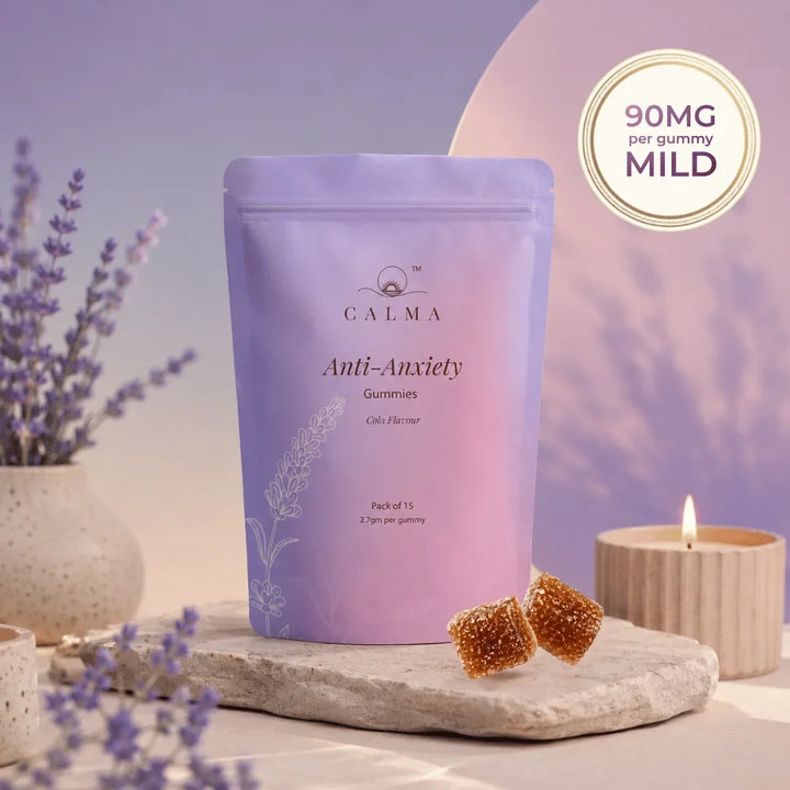 Calma Anti-Anxiety Gummies | Vijaya Extract, Ashwagandha, Brahmi & Shankhpushpi for Stress & Anxiety Relief | Non-Habit Forming | 90mg | Cola Flavour