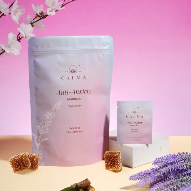 Calma Anti-Anxiety Gummies | Doctor-Prescribed Vijaya Extract, Ashwagandha, Brahmi & Shankhpushpi for Stress & Anxiety Relief | Non-Habit Forming | 90mg | Cola Flavour
