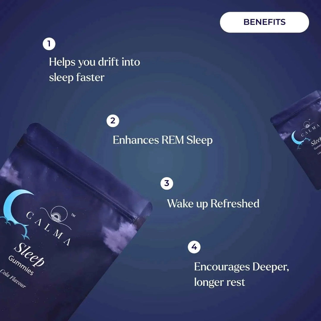 Calma Sleep Gummies | Doctor-Prescribed Vijaya Extract, Ashwagandha, Valerian Root & Brahmi for Deep Sleep & Insomnia Relief | Non-Habit Forming | 90mg | Cola Flavour