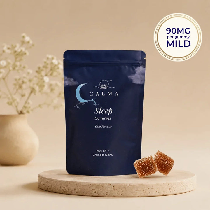 Calma Sleep Gummies | Doctor-Prescribed Vijaya Extract, Ashwagandha, Valerian Root & Brahmi for Deep Sleep & Insomnia Relief | Non-Habit Forming | 90mg | Cola Flavour