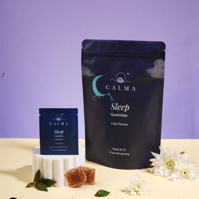 Calma Sleep Gummies | Doctor-Prescribed Vijaya Extract, Ashwagandha, Valerian Root & Brahmi for Deep Sleep & Insomnia Relief | Non-Habit Forming | 90mg | Cola Flavour