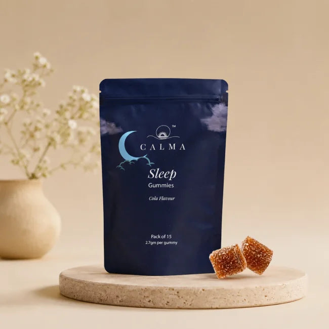 Calma Sleep Gummies | Doctor-Prescribed Vijaya Extract, Ashwagandha, Valerian Root & Brahmi for Deep Sleep & Insomnia Relief | Non-Habit Forming | 90mg | Cola Flavour