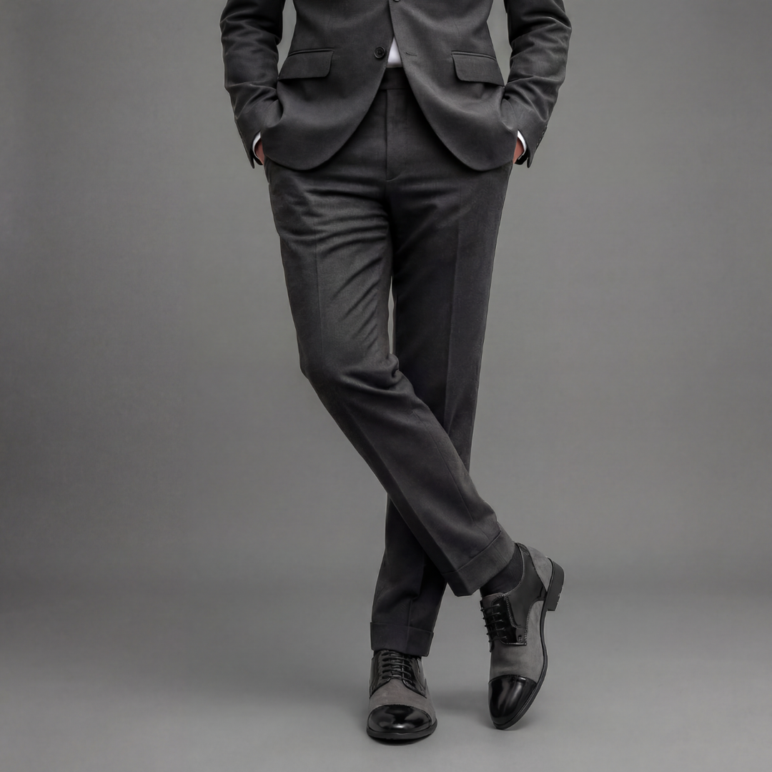 Cap-Toe Black & Grey Derby Shoes