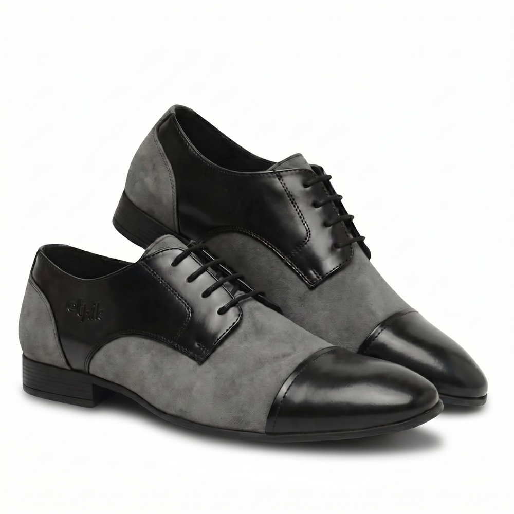 Cap-Toe Black & Grey Derby Shoes