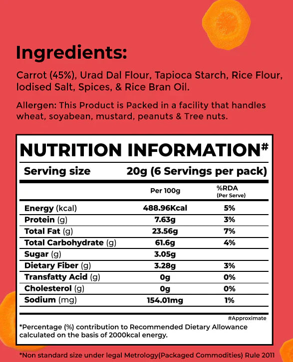 Bonvie Carrot Chips - Masala 125 gm