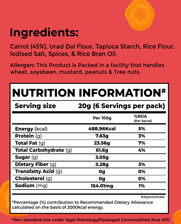 Bonvie Carrot Chips - Masala Magic Pack of 3