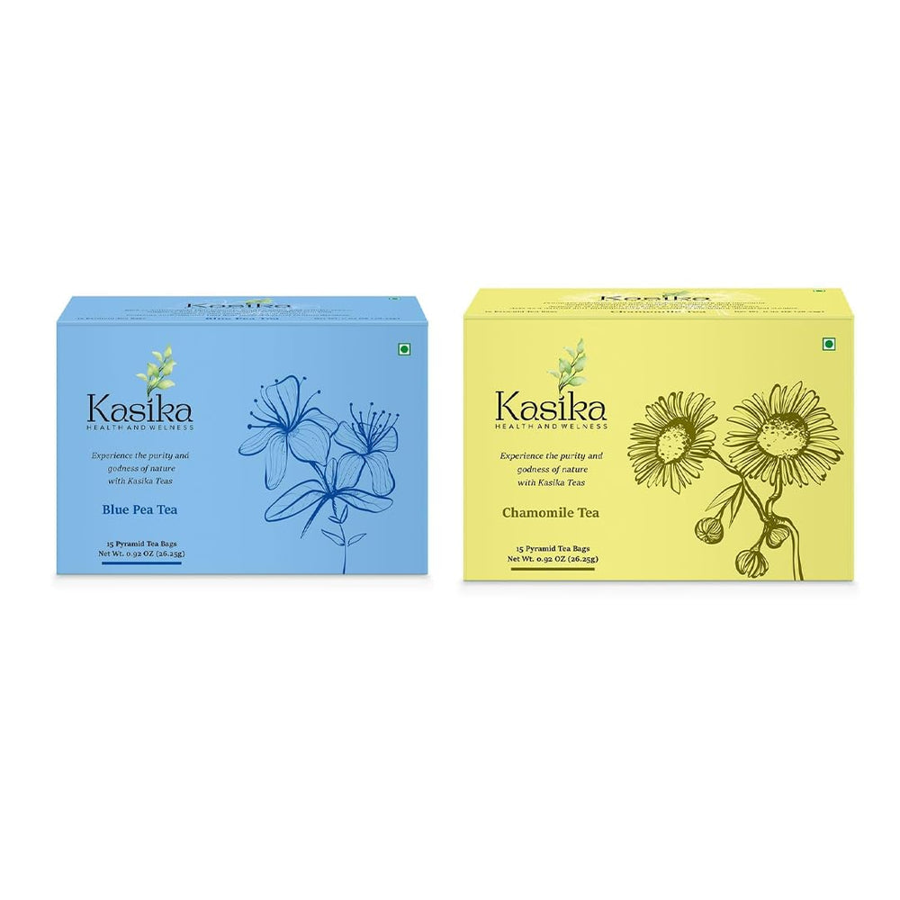 Kasika 's Combo Pack of Blue Pea Tea & Chamomile Tea  Natural Fresh & Herbal Tea | Caffeine Free and No additives or artificial flavors,