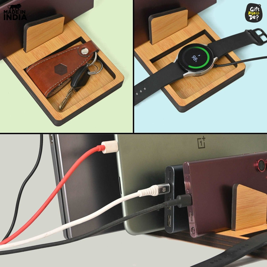 Gift Kya De Multi-Device Charging Stand Organizer for Laptop, Tablet, Mobile And Power Bank | All-In-One Charging Station