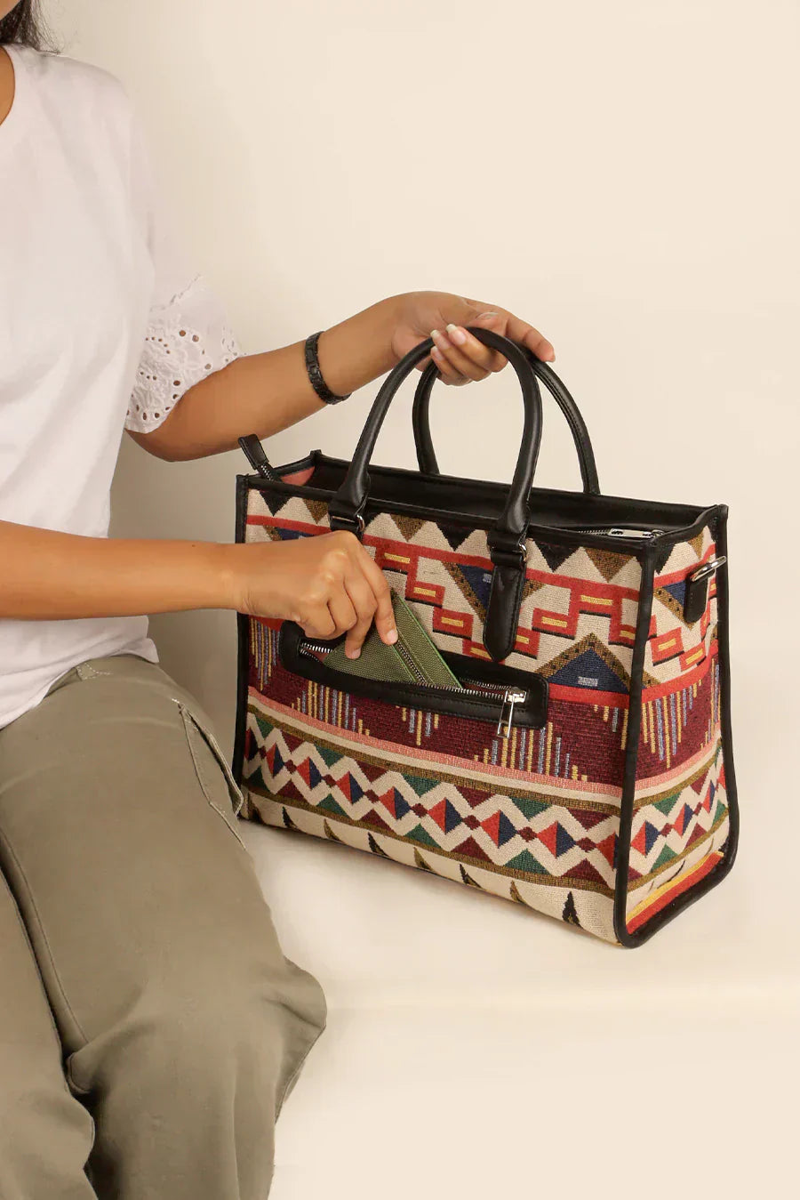 Charlotte Handloom Box Tote Bag