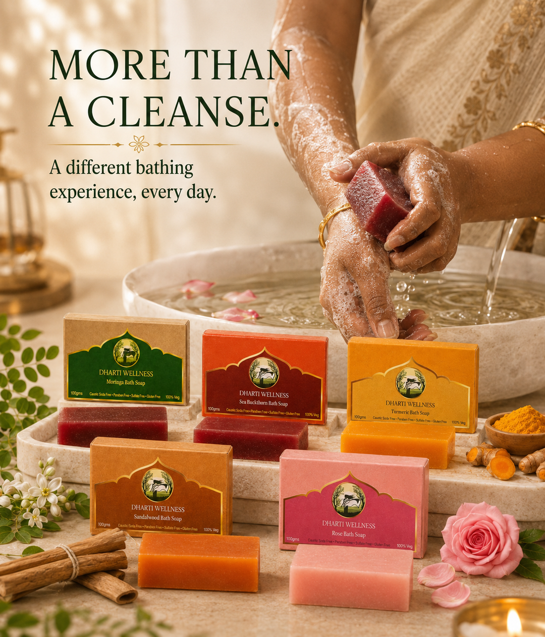 Dharti Wellness Assorted Natural Bath Soap Pack of 5 | Complete Skin Care Combo