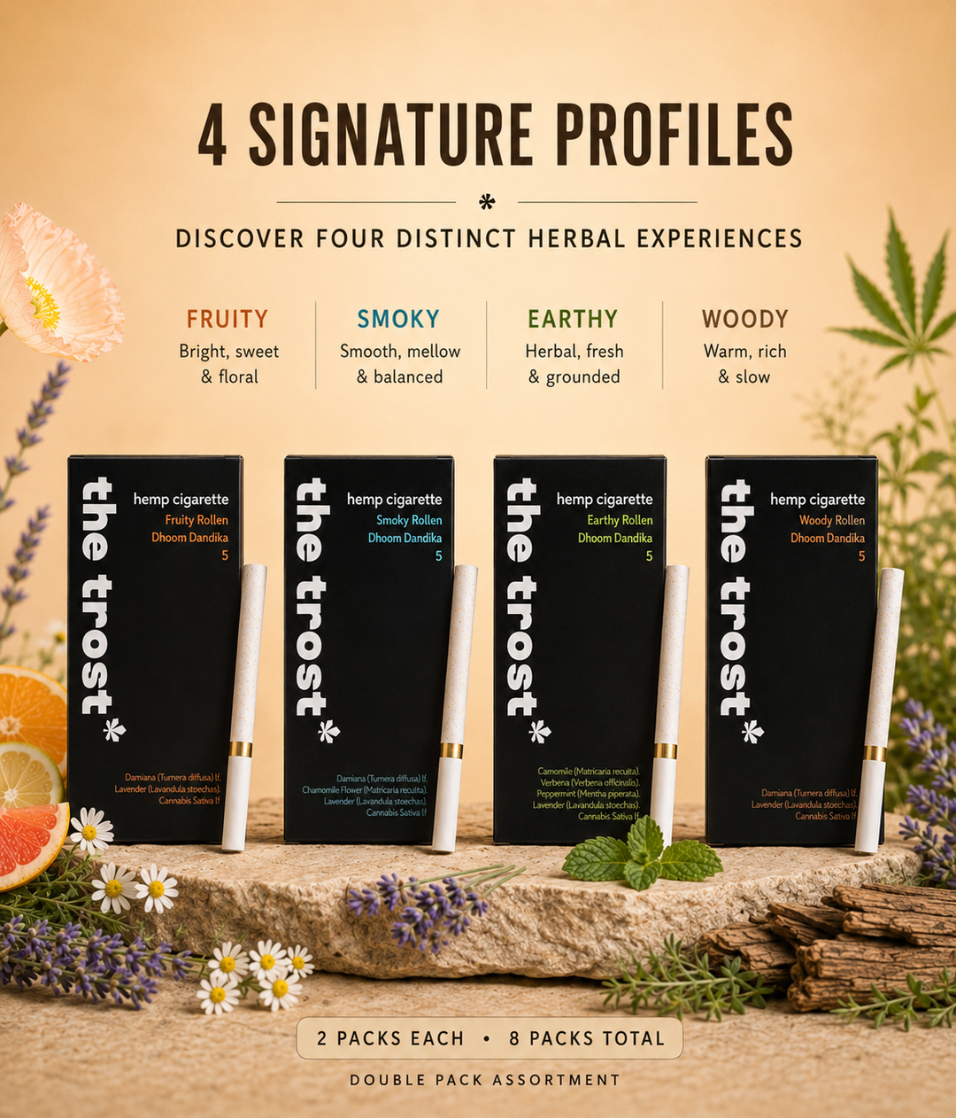 The Trost Rollens Complete Assortment Double Pack – 4 Flavours × 2 | 40 Hemp Herbal Rollens