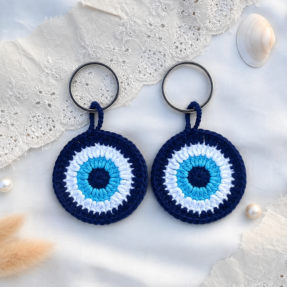 P Palettes Evil Eye Keychain – Handmade Protective Charm Keyring for Bags & Keys