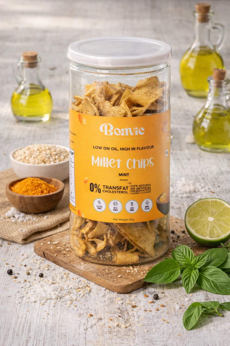 Bonvie Millet Chips - Mint Pack of 3