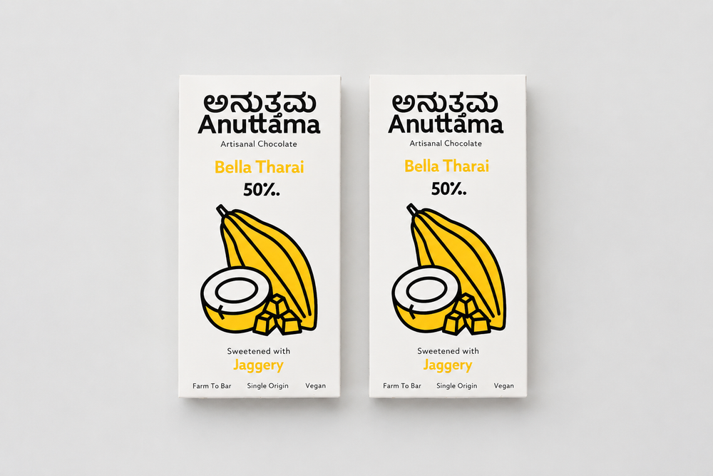 ANUTTAMA Bella Tharai Dark Chocolate - 50% Cocoa - Vegan Dark Chocolate 50 gm