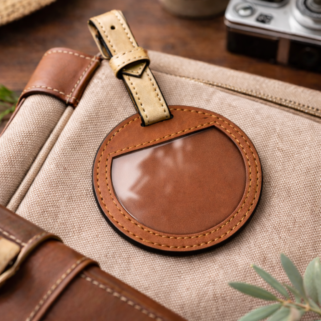 Green Hermitage Gingerbread & Gold Vegan Leather Travel Tag