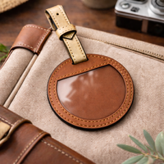 Green Hermitage Gingerbread & Gold Vegan Leather Travel Tag