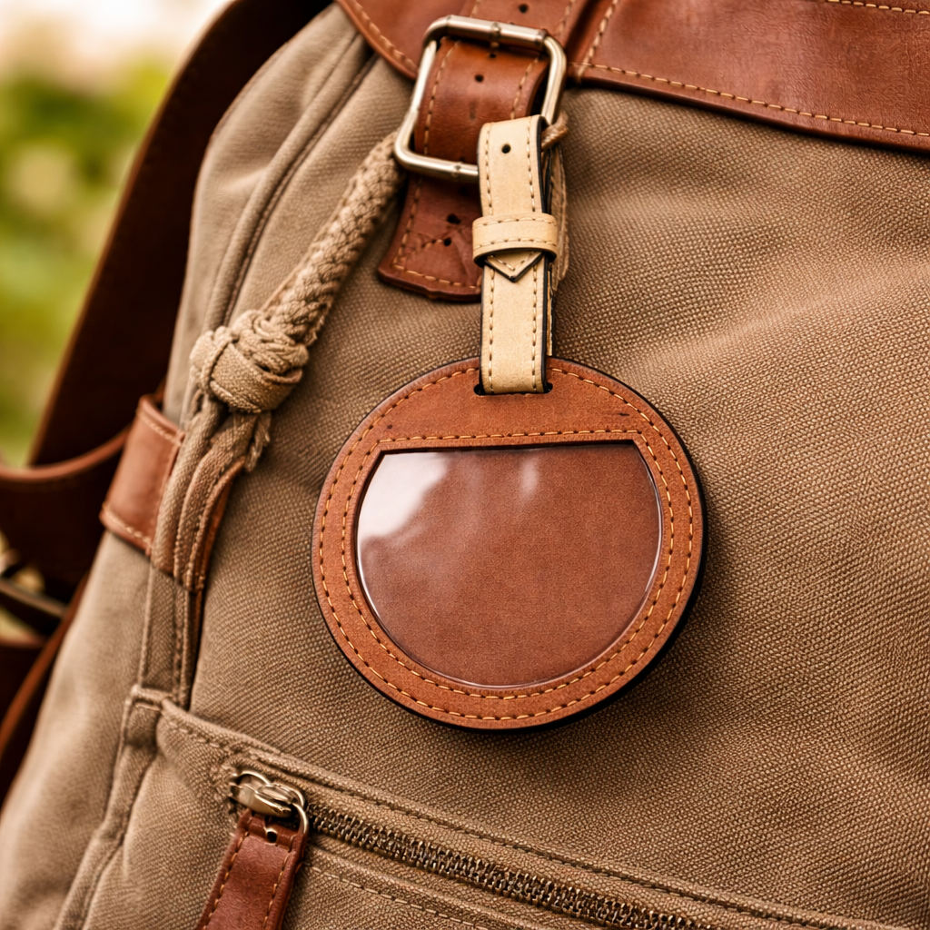 Green Hermitage Gingerbread & Gold Vegan Leather Travel Tag