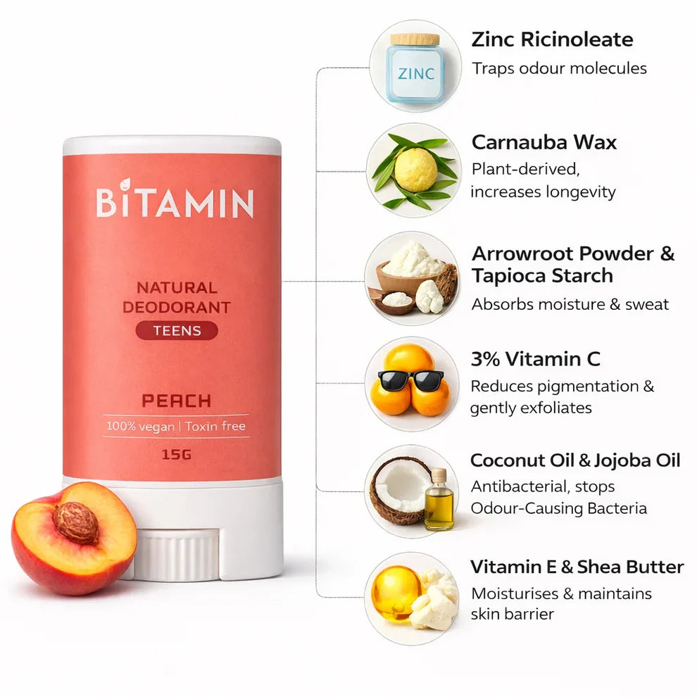 Bitamin Peach Teens Natural Deodorant