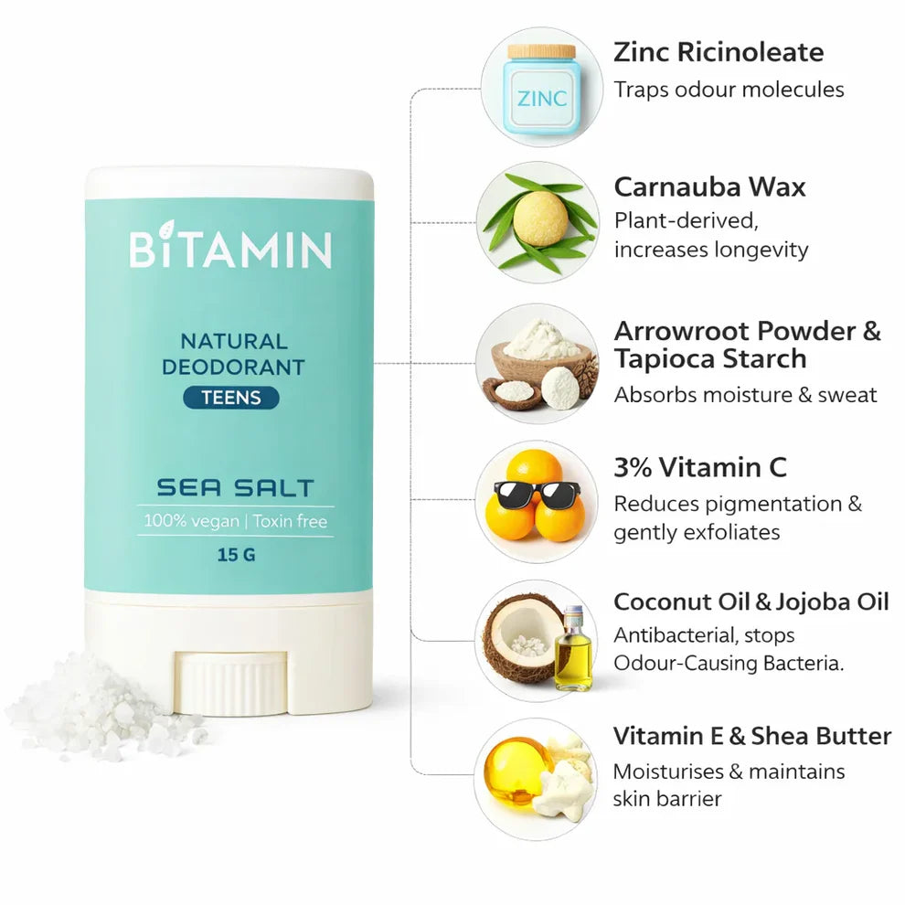 Bitamin Sea Salt Teens Natural Deodorant - 15 g