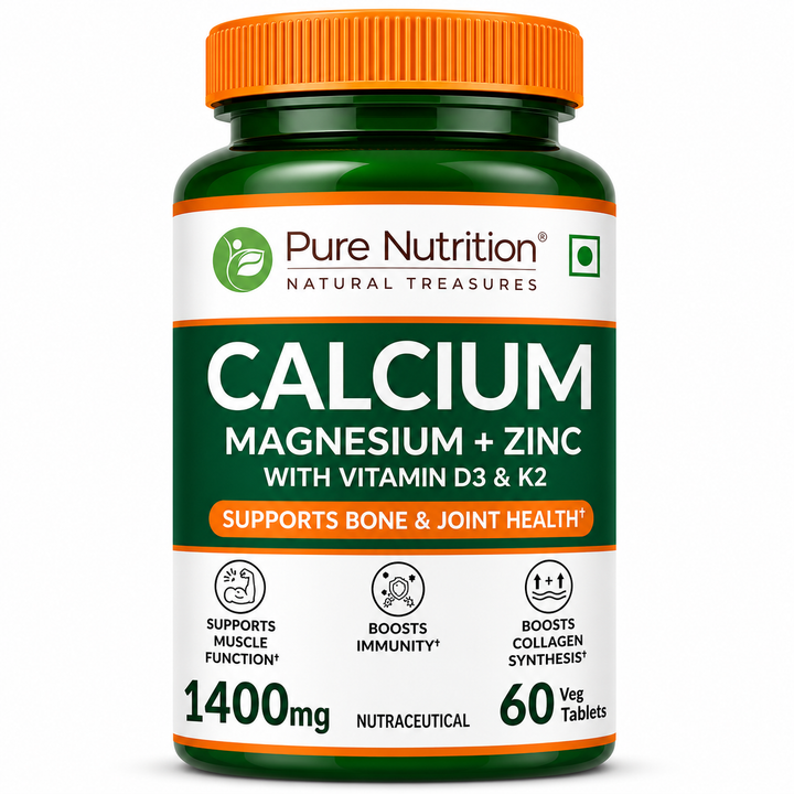 Calcium Magnesium Zinc with Vitamin D3 & K2  Bone & Muscle Support | 60 Tabs | 120 Tabs