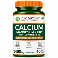 Calcium Magnesium Zinc with Vitamin D3 & K2  Bone & Muscle Support | 60 Tabs | 120 Tabs
