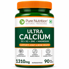 Ultra Calcium with D3, K2, Zinc & Magnesium – Complete Bone & Joint Formula| 90 Capsules