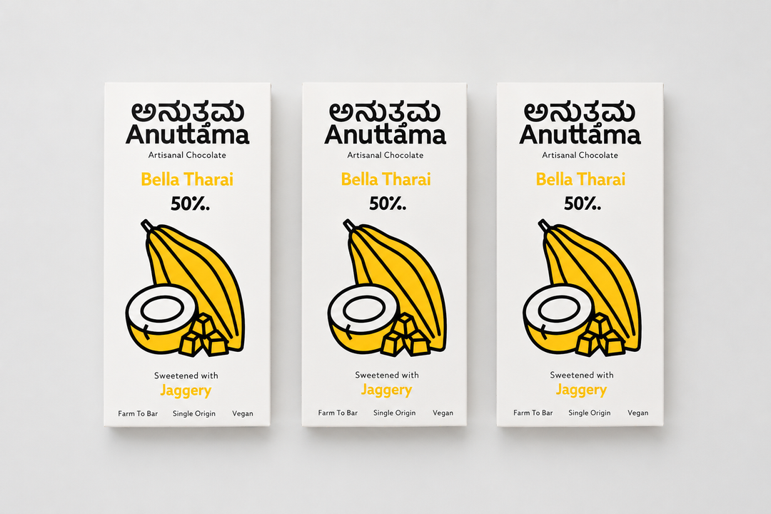 ANUTTAMA Bella Tharai Dark Chocolate - 50% Cocoa - Vegan Dark Chocolate 50 gm