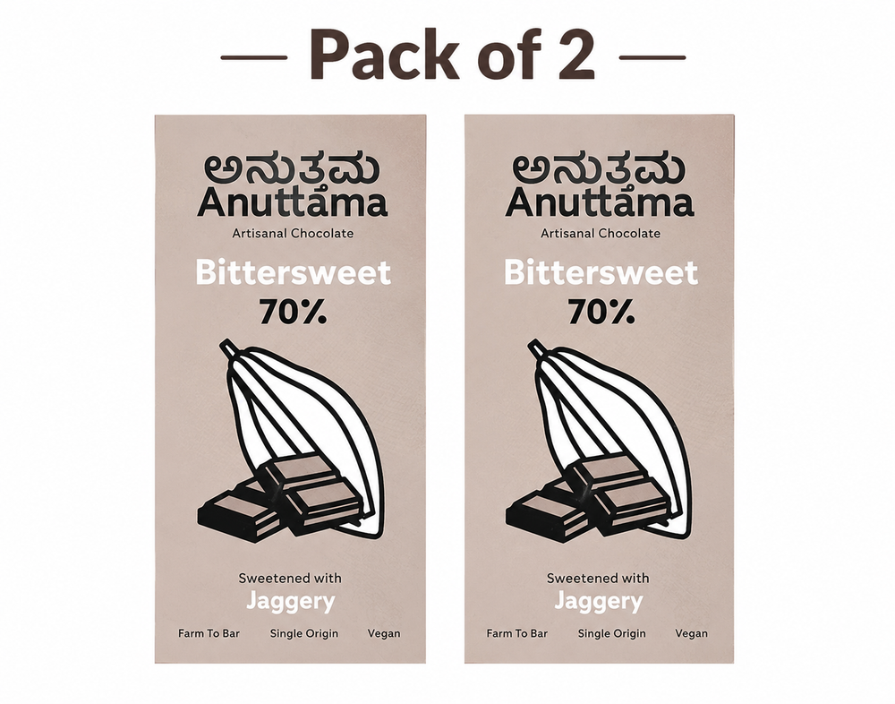 ANUTTAMA Dark Chocolate Bittersweet - 70% Cocoa - Chocolate Bar 50 gm