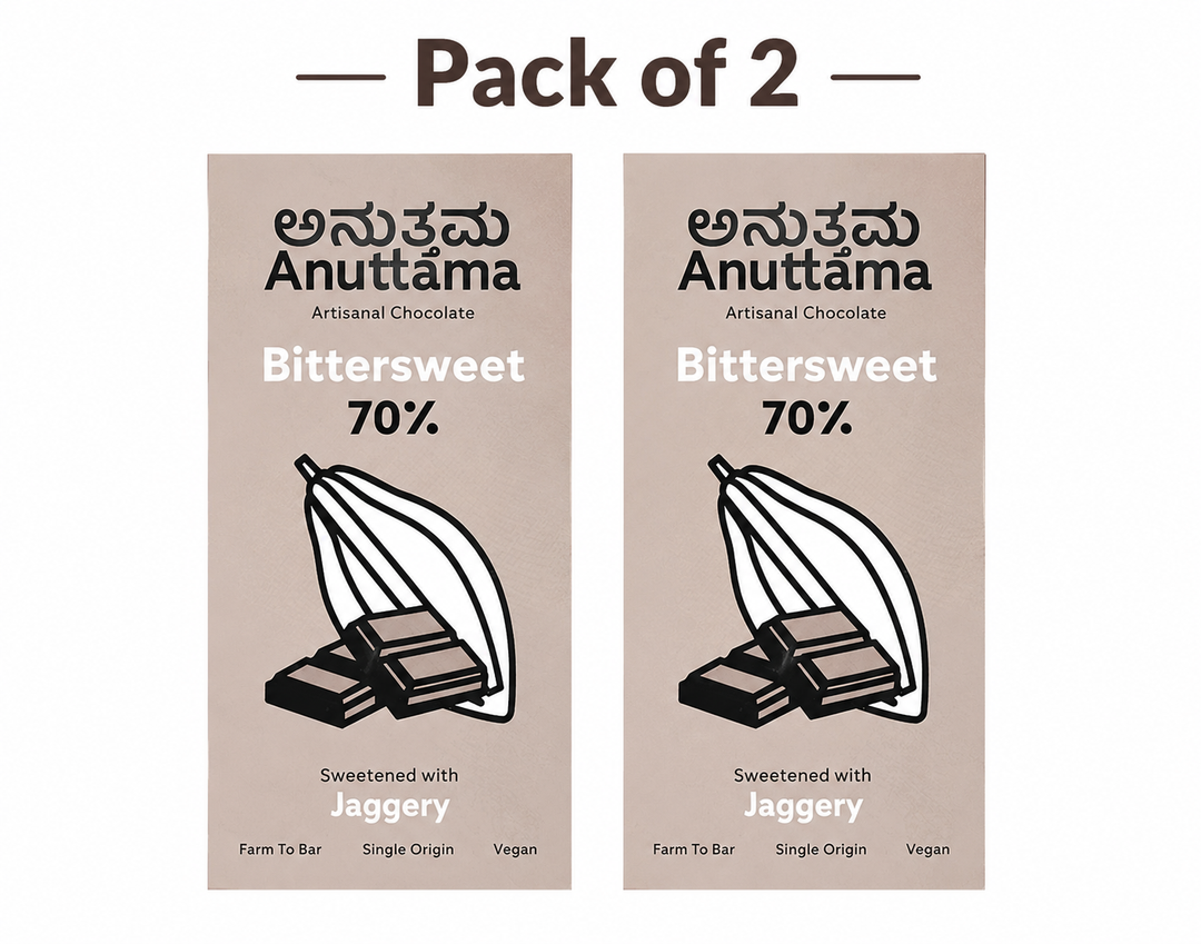 ANUTTAMA Dark Chocolate Bittersweet - 70% Cocoa - Chocolate Bar 50 gm