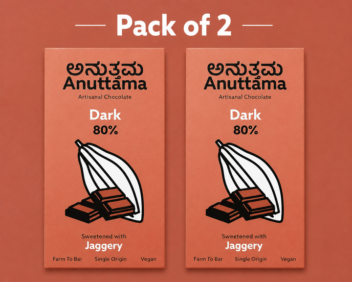 ANUTTAMA Dark Chocolate Bar | 80% Cocoa -Chocolate Bar 50 gm