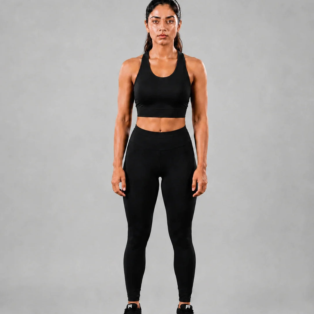 Bamboo Fabric Sports Bra | Non Padded, Non Wired, Seamless and Full Coverage | Black