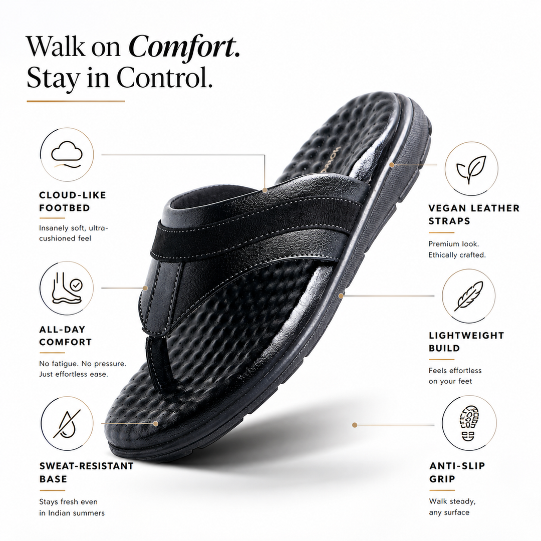 Monkstory Atelier 1975 Comfort Thong Sandals – Midnight Black