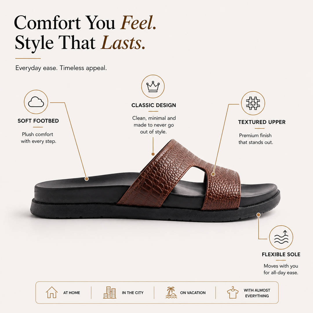 Monkstory Atelier 1870 Textured Strap Slides – Dark Brown
