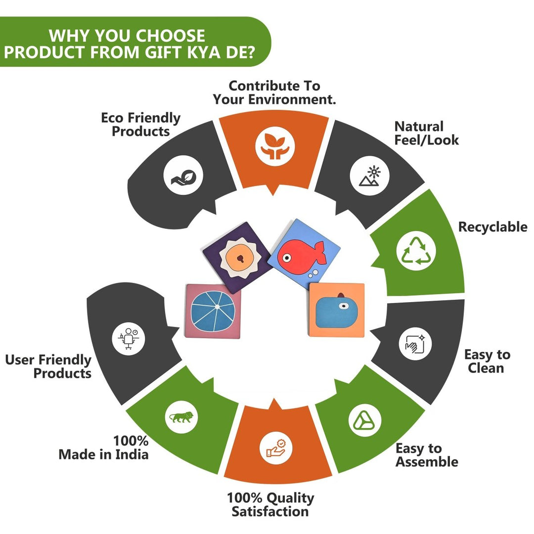 Gift Kya De Coaster Set of 4 & 6 Sea Life & Cartoon Design | Wooden Coasters to Serve Tea Cups, Coffee Mugs and Glasses