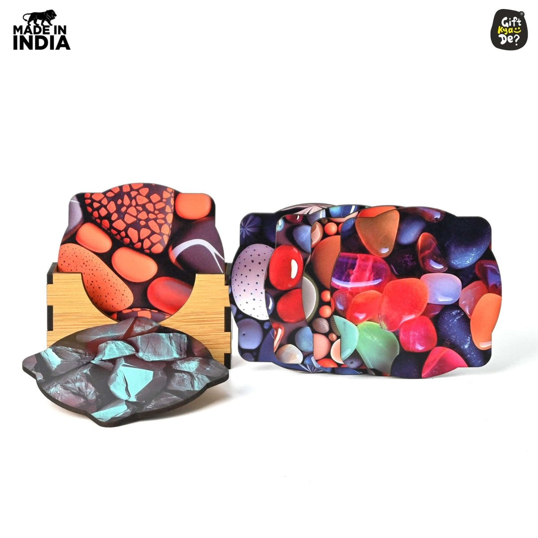 Gift Kya De Coaster Set of 6 Unique Birds & Jungle Theme Design | Wooden Coasters to Serve Tea Cups, Coffee Mugs and Glasses (Ecofriendly)