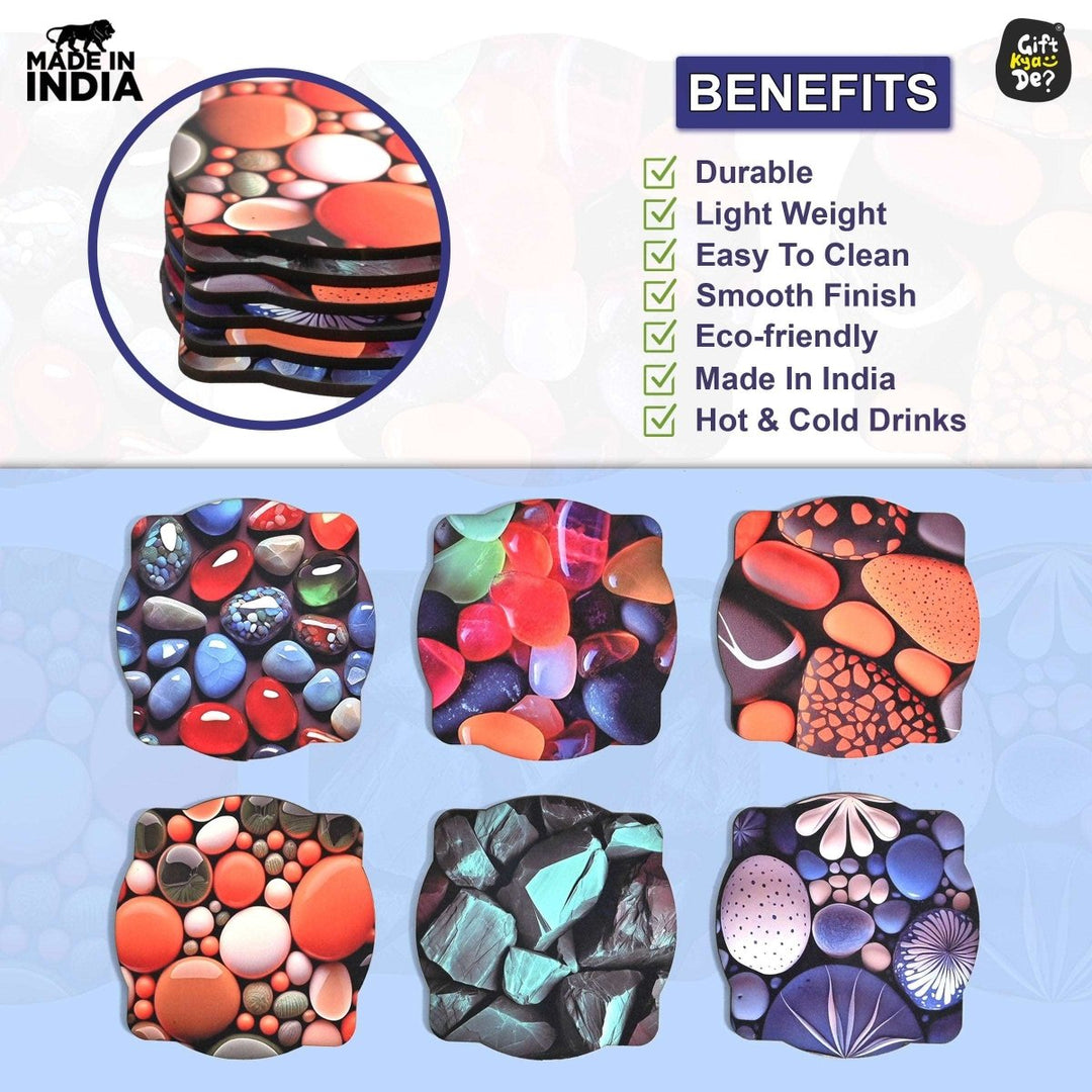 Gift Kya De Coaster Set of 6 Unique Birds & Jungle Theme Design | Wooden Coasters to Serve Tea Cups, Coffee Mugs and Glasses (Ecofriendly)