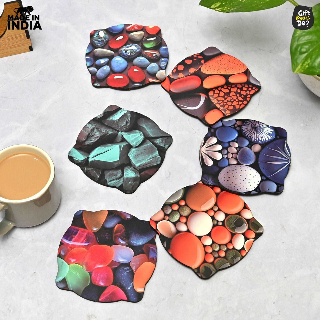 Gift Kya De Coaster Set of 6 Unique Birds & Jungle Theme Design | Wooden Coasters to Serve Tea Cups, Coffee Mugs and Glasses (Ecofriendly)