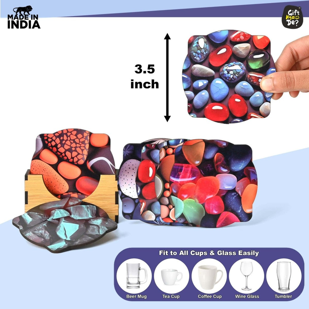 Gift Kya De Coaster Set of 6 Unique Birds & Jungle Theme Design | Wooden Coasters to Serve Tea Cups, Coffee Mugs and Glasses (Ecofriendly)