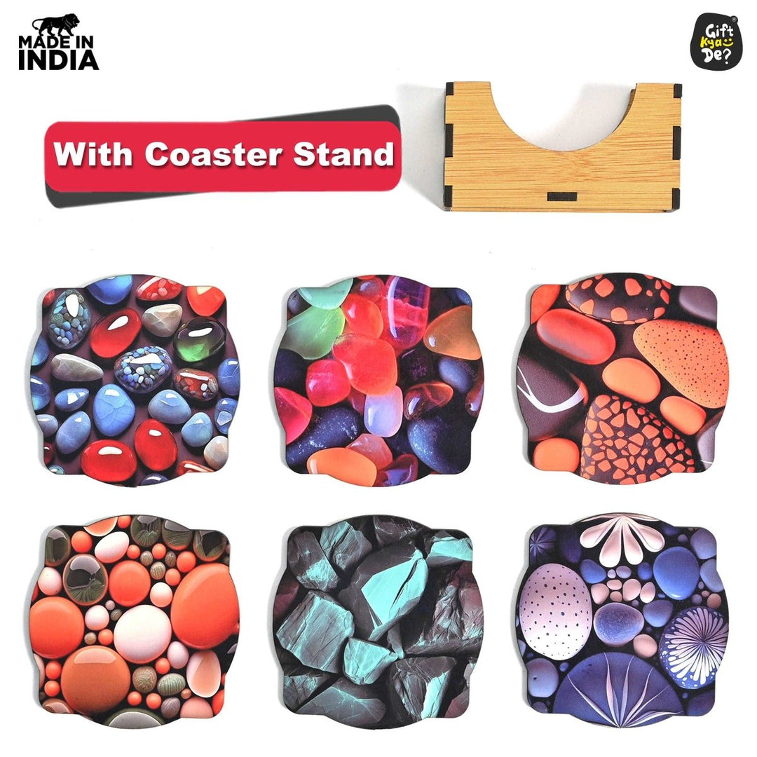 Gift Kya De Coaster Set of 6 Unique Birds & Jungle Theme Design | Wooden Coasters to Serve Tea Cups, Coffee Mugs and Glasses (Ecofriendly)