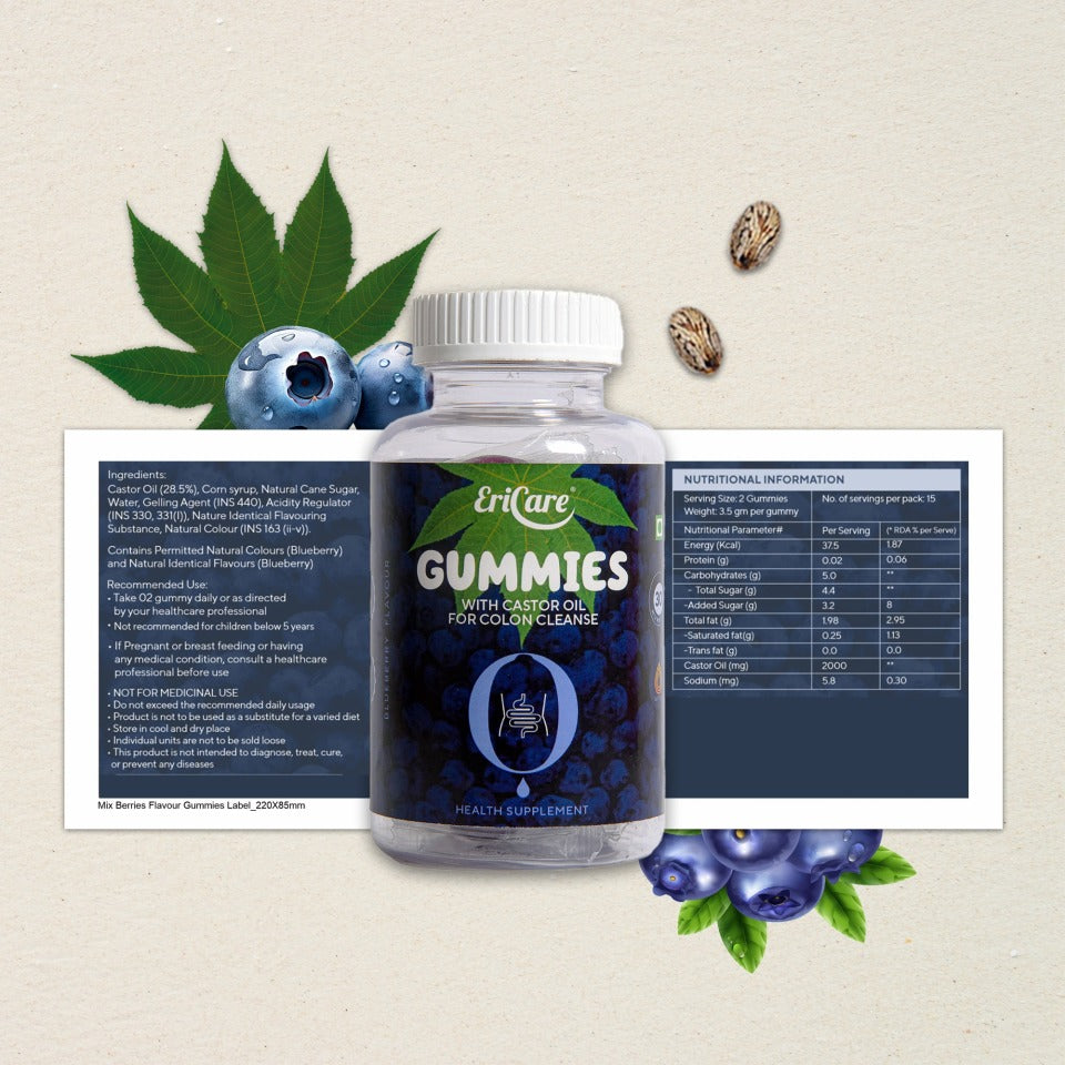 Colon Cleanse Constipation Relief Gummies | for Natural Colon Cleanse & Bowel Regularity | EriCare- 30N