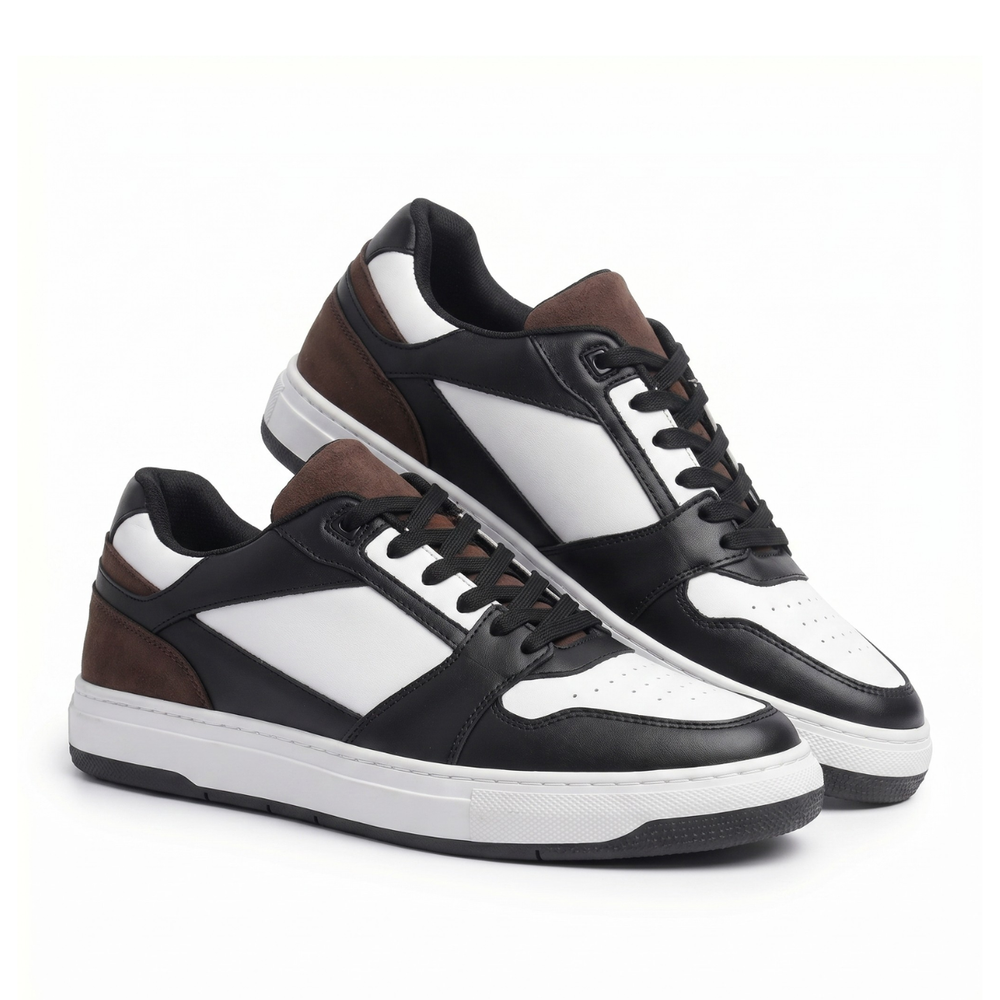 Comic Brown Mesh-Detailed Lace-Up Sneakers