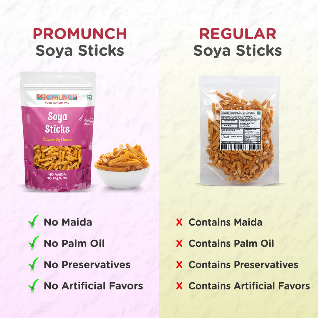Cream & Onion Soya Sticks - No Artificial Flavors, Protein-Packed